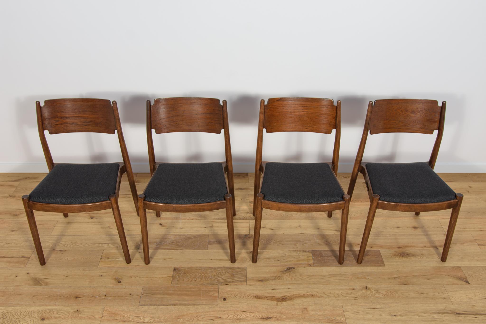 Mid-Century Modern Chaises de salle à manger danoises du milieu du siècle, 1960, ensemble de 4 en vente