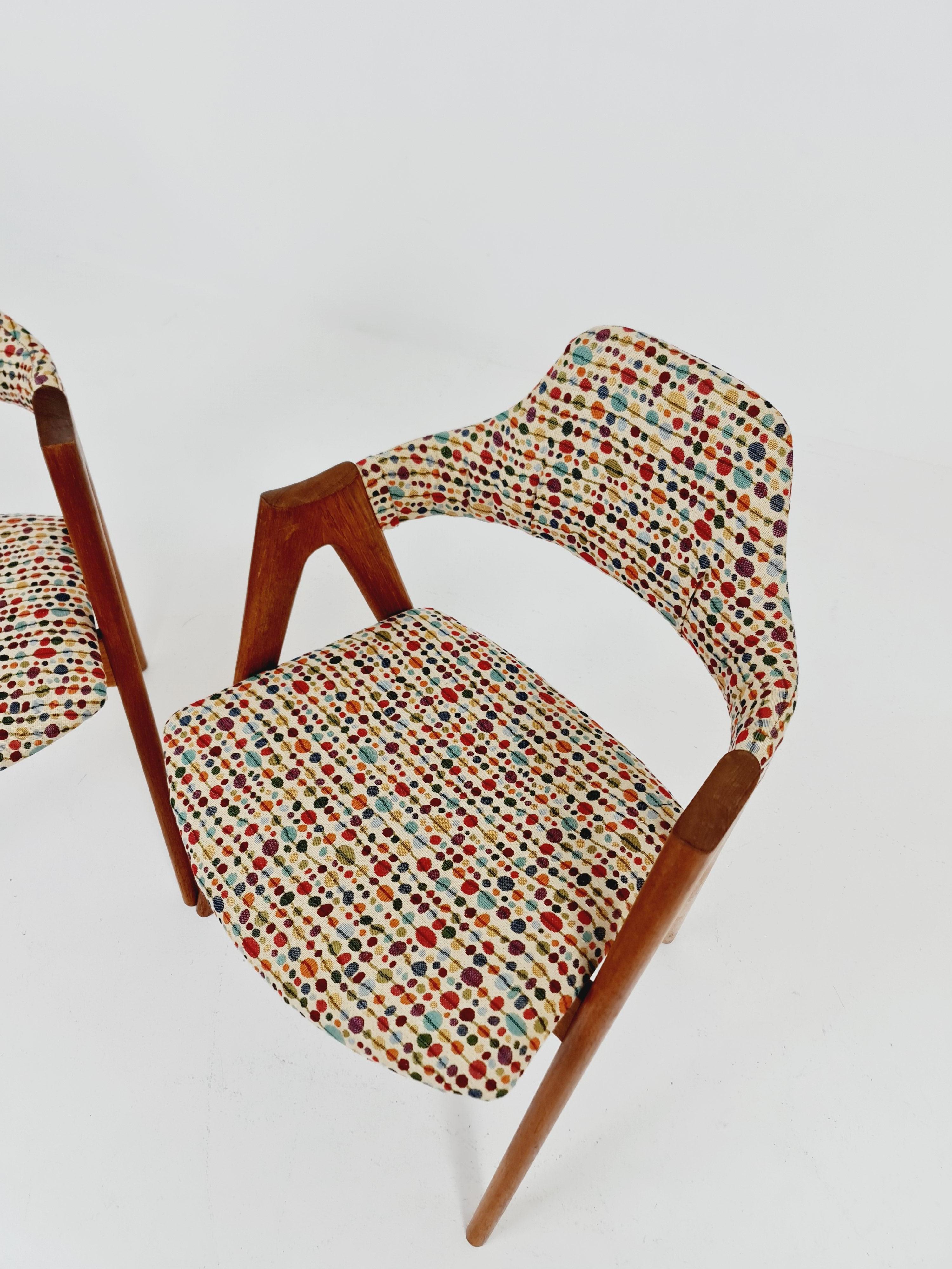 Fabric Mid Century Danish dining chairs by Kai Kristiansen for Schou Andersen Model 170 For Sale