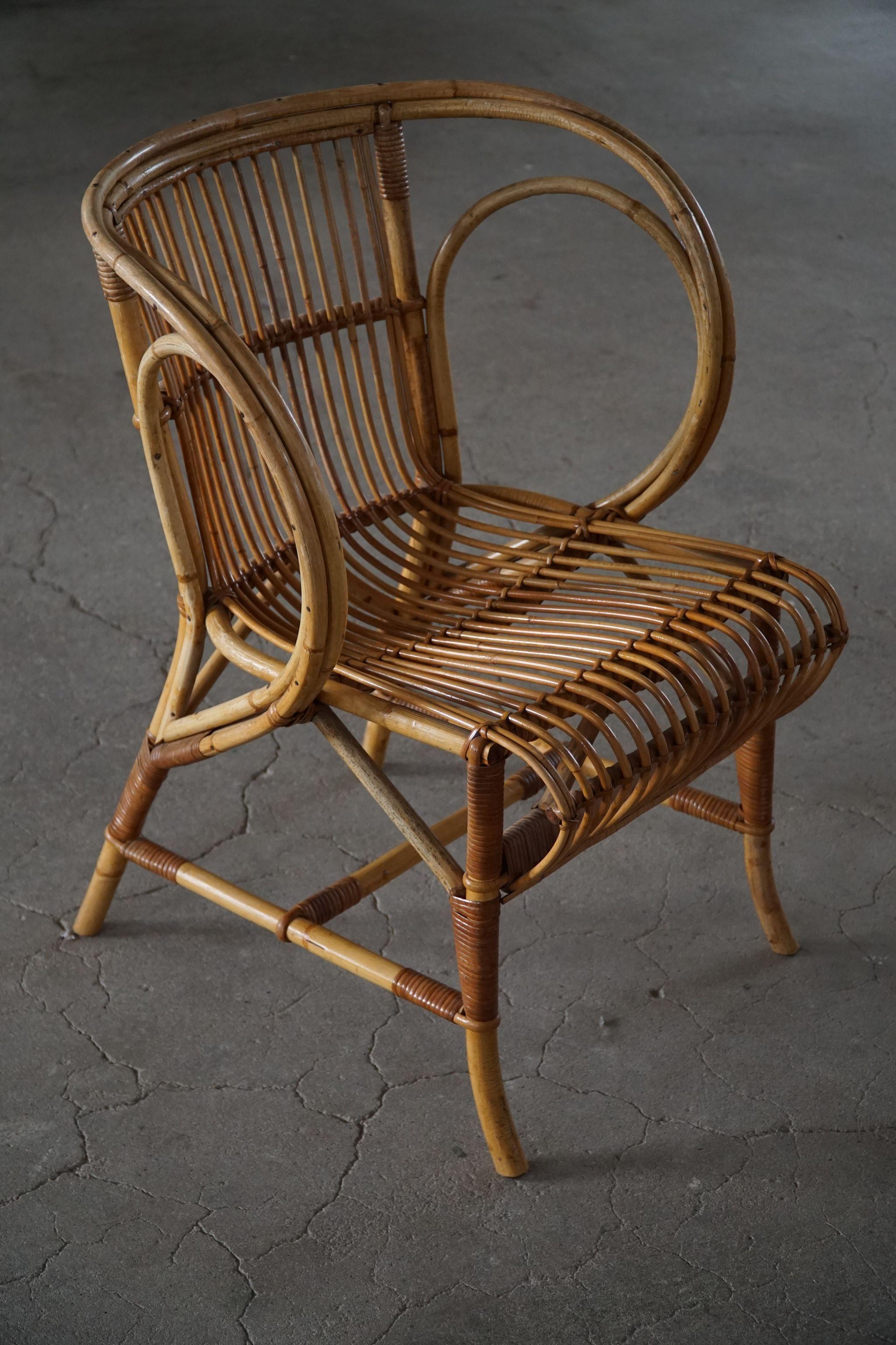 Mid-Century Danish Dining Chairs in Wicker, by Robert Wengler, Set of 4, 1960s 7