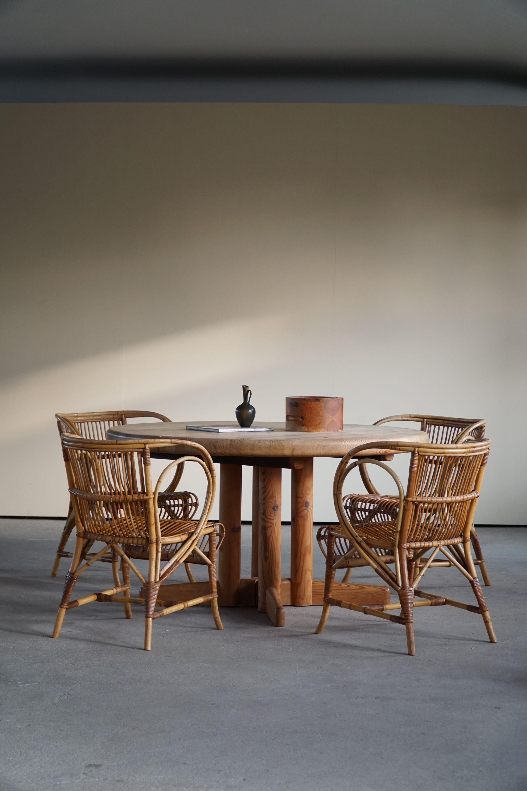 Mid-Century Danish Dining Chairs in Wicker, by Robert Wengler, Set of 4, 1960s 9