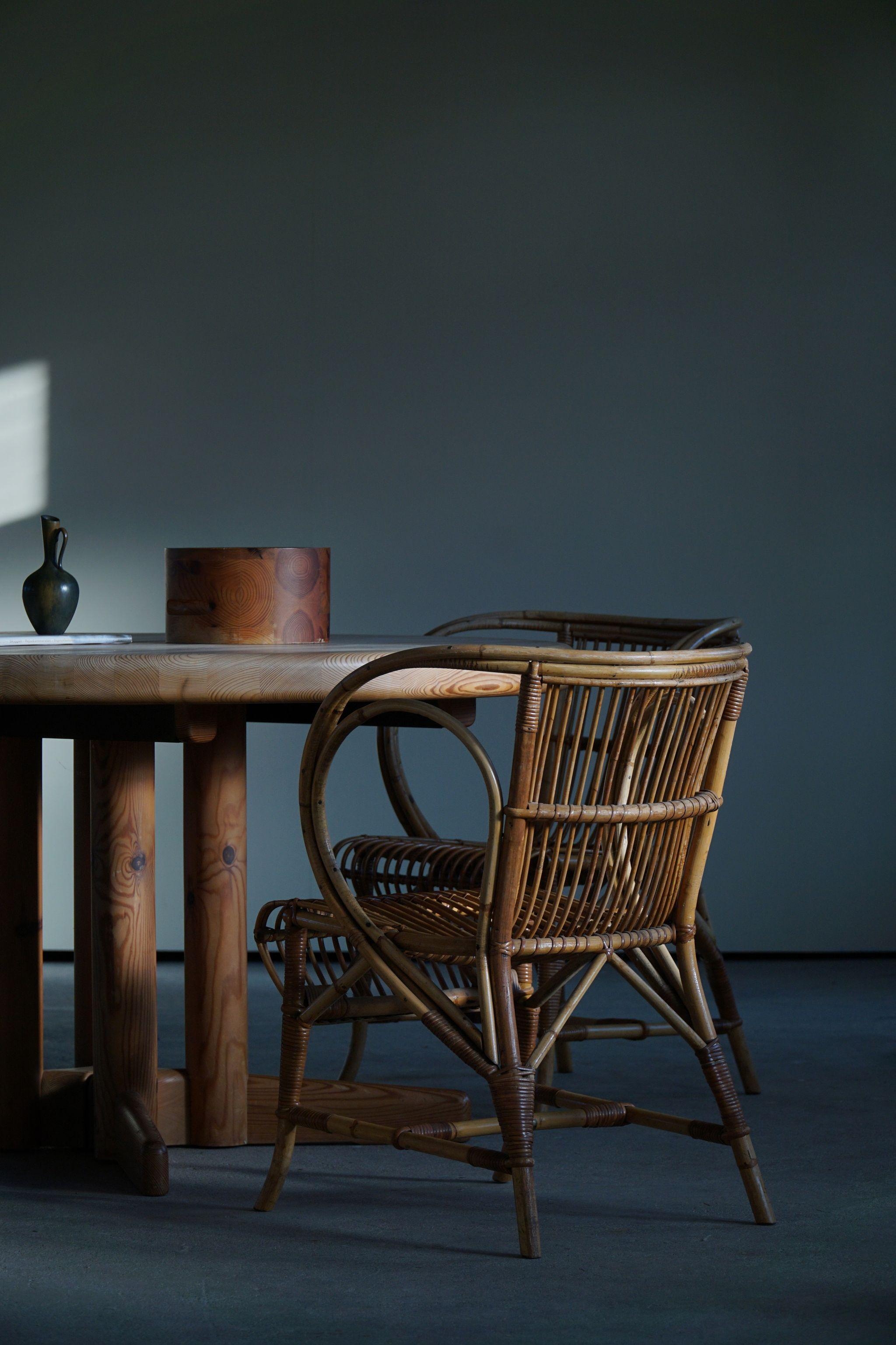 Mid-Century Danish Dining Chairs in Wicker, by Robert Wengler, Set of 4, 1960s 11