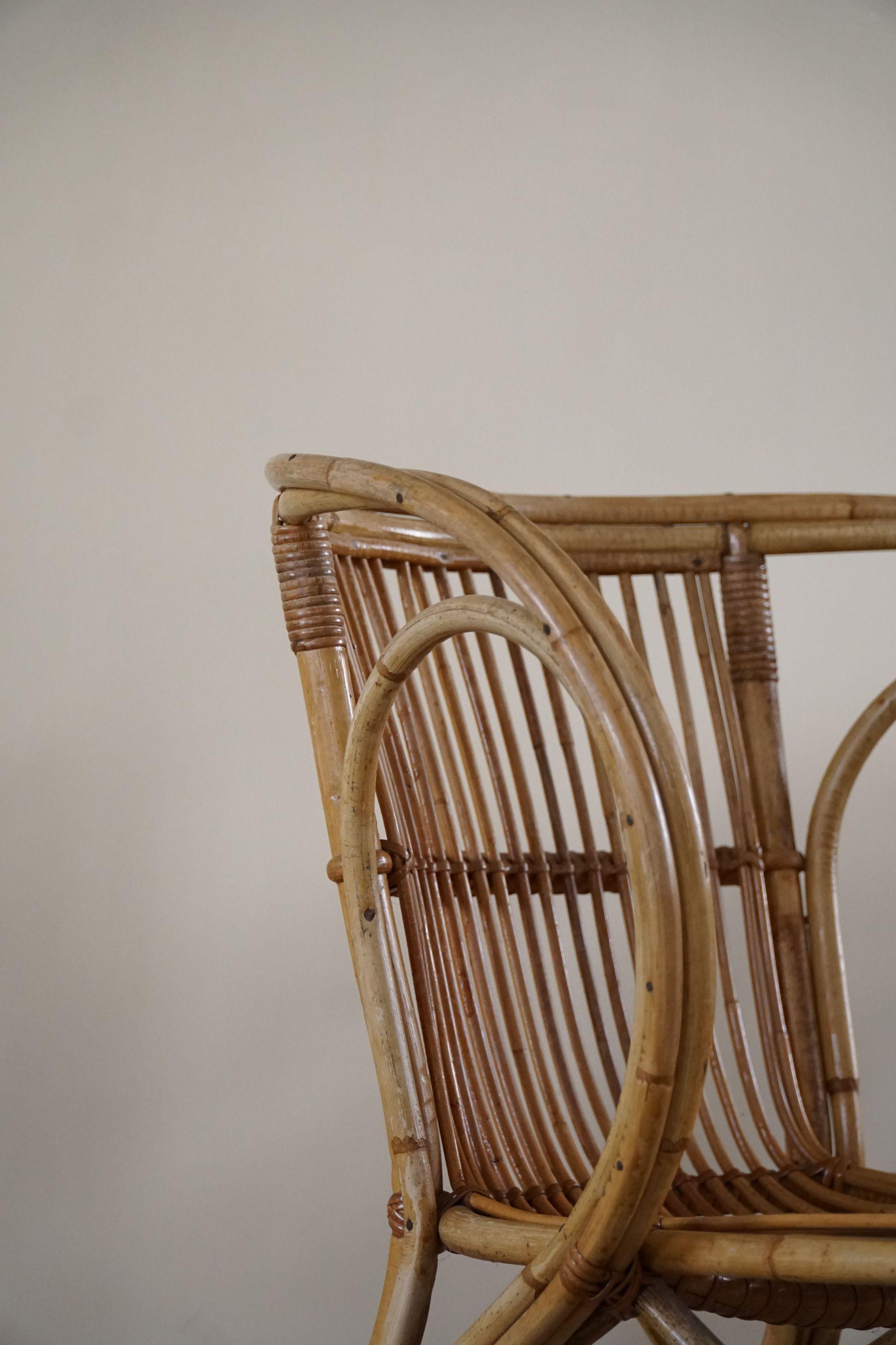Mid-Century Danish Dining Chairs in Wicker, by Robert Wengler, Set of 4, 1960s 3