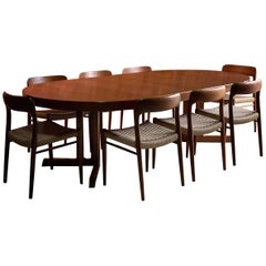 Mid-Century Danish Dining Room Set by Niels Otto Møller 8 Chairs Model 75