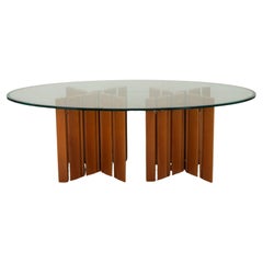 Vintage Mid-Century Danish Dining Table with Glass Top
