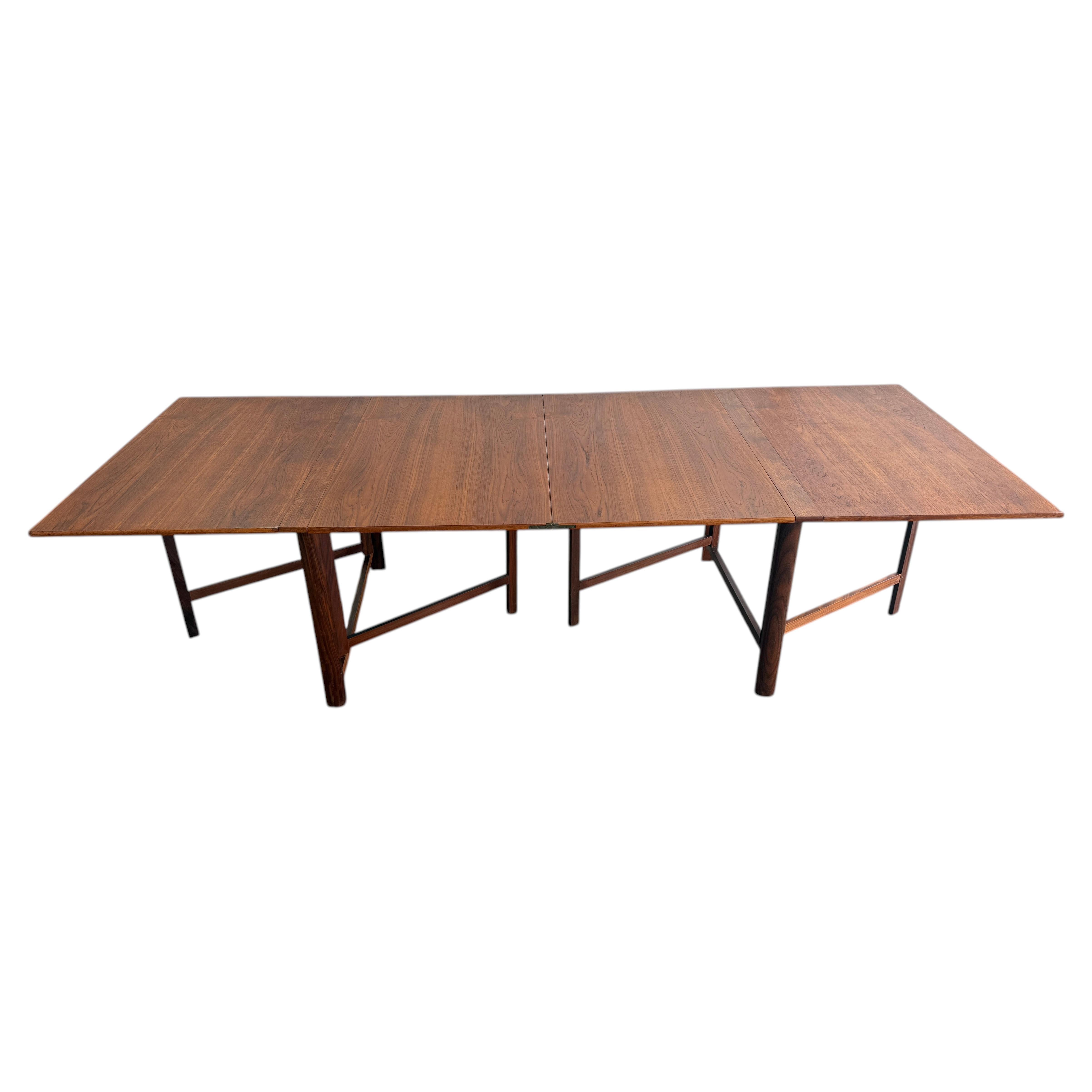 Mid century Danish Drop Leaf Extension 2-12 Dining Table Teak by Hafnia Mobler