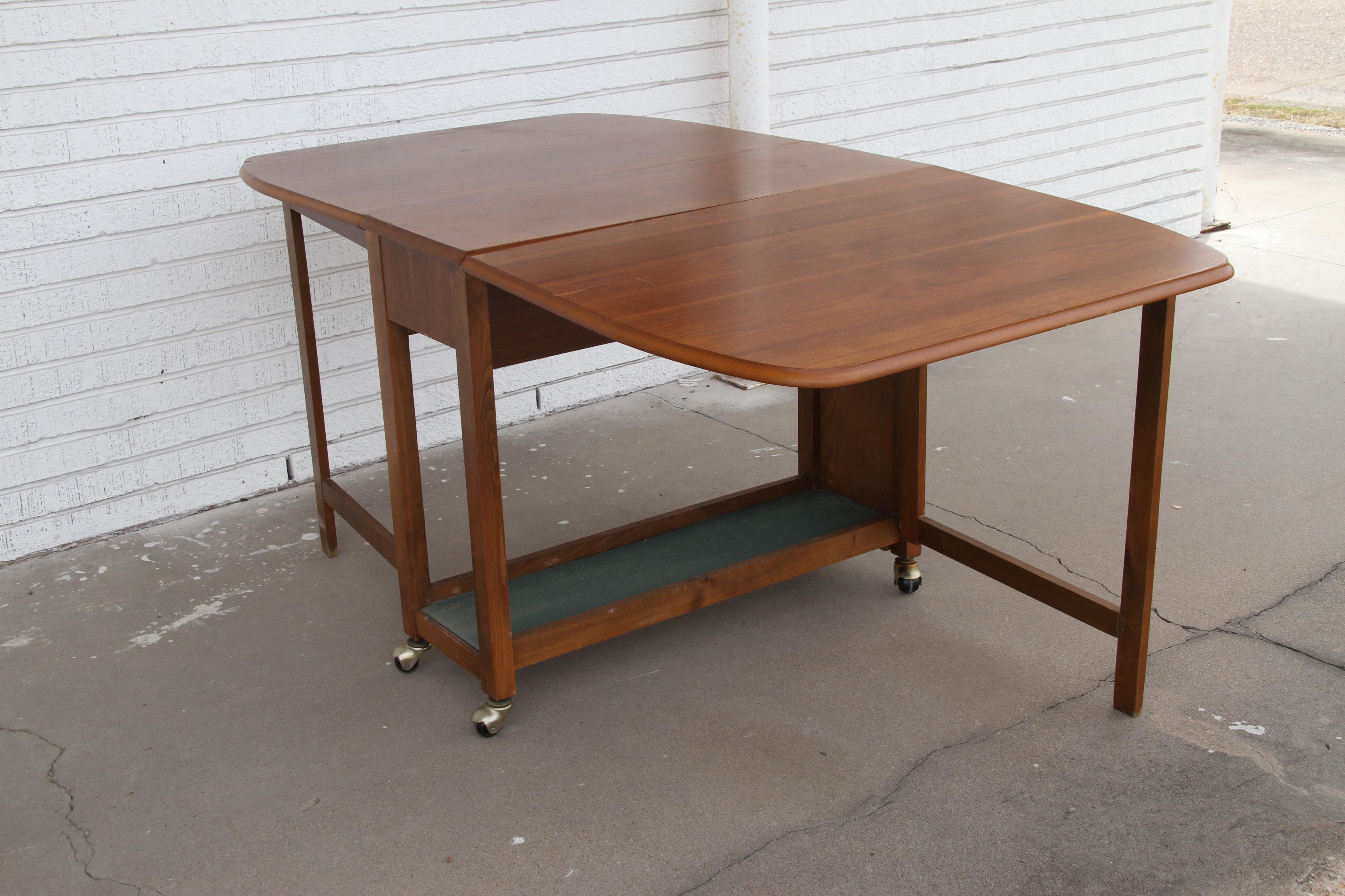 European Mid Century Danish Dropleaf Storage Table and Chairs For Sale