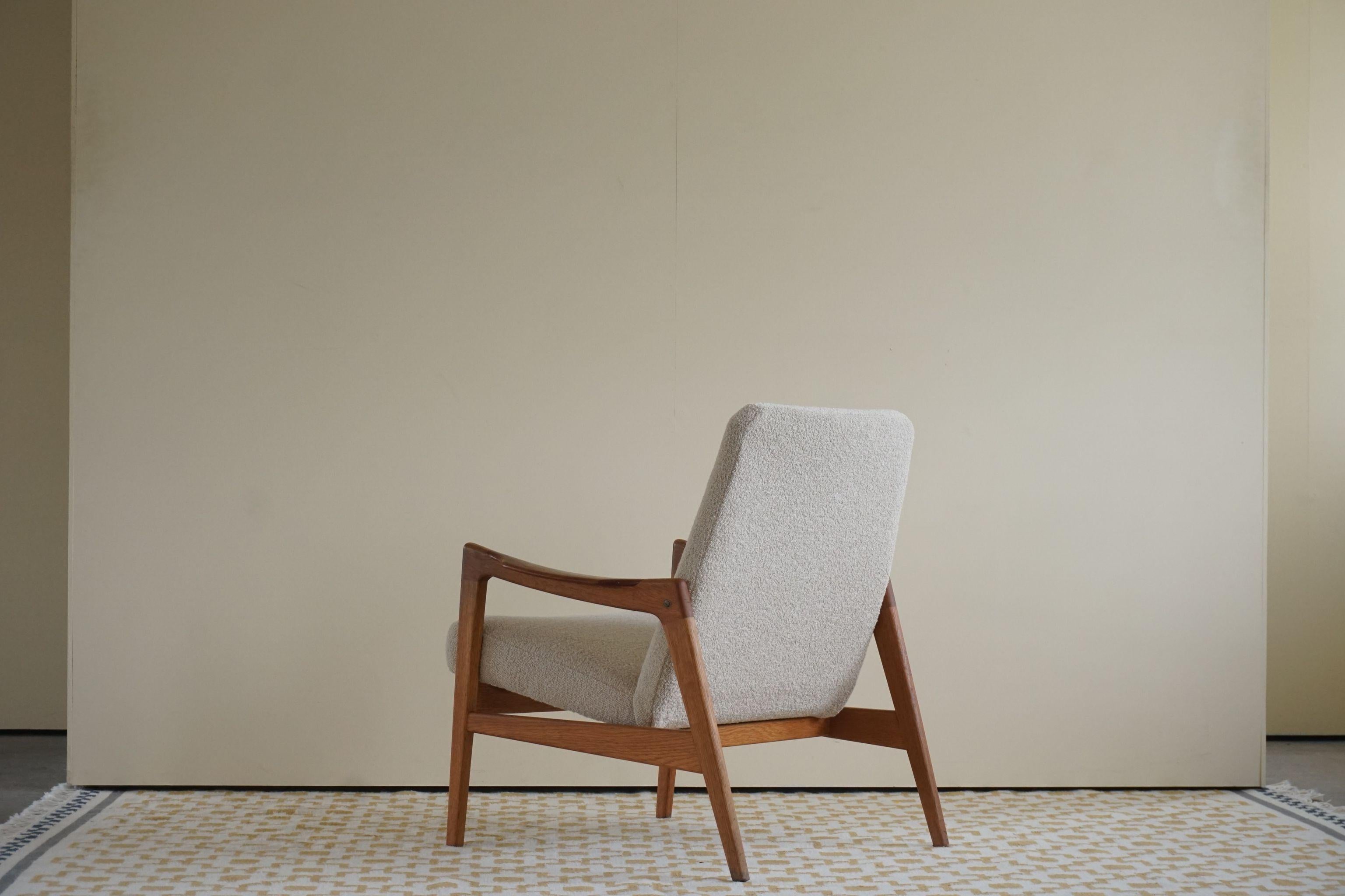 Wool Mid Century Danish Easy Chair, Attributed to Tove and Edvard Kindt Larsen, 1960s