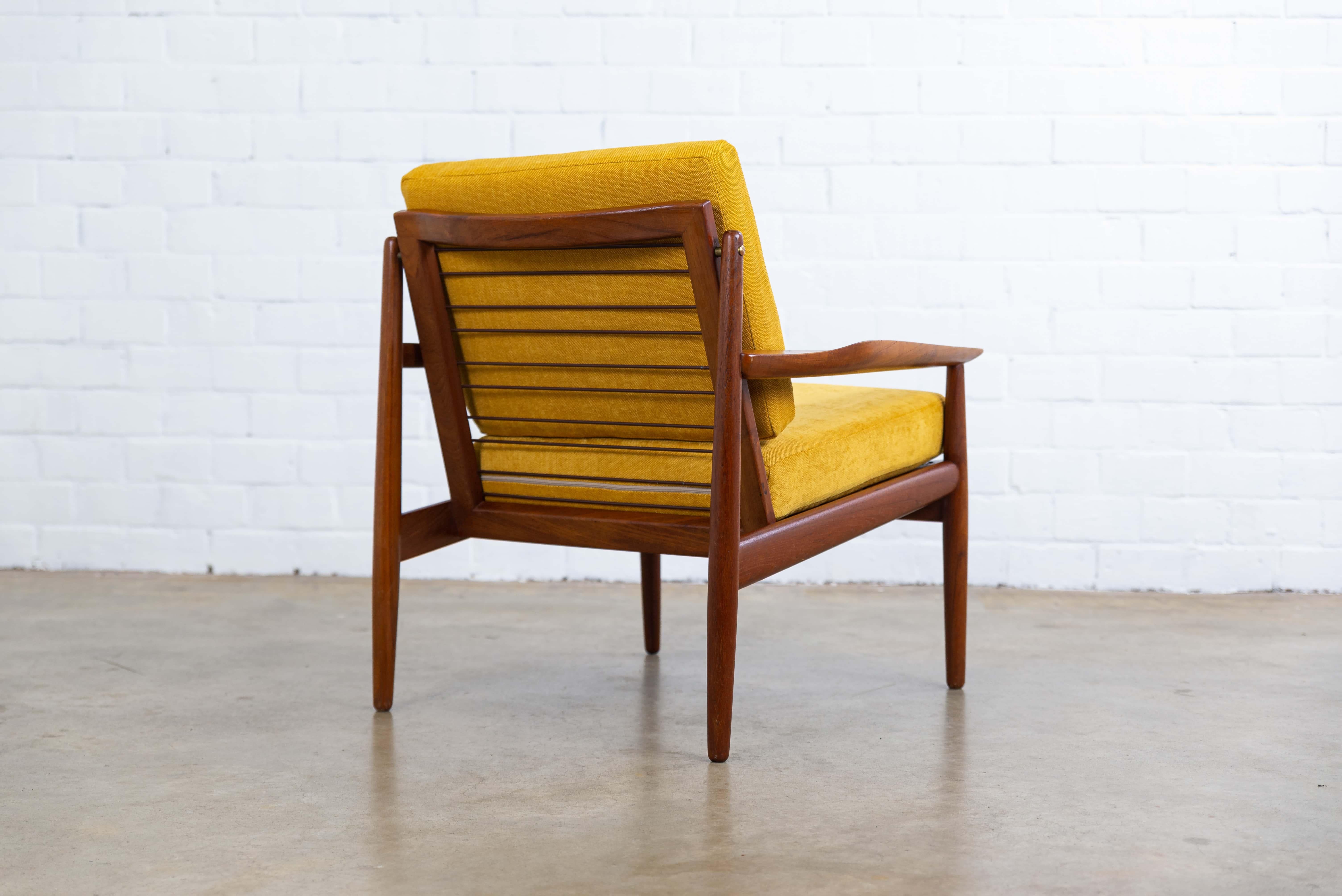 Scandinavian Modern Midcentury Danish Easy Chair by Arne Vodder for Glostrup in Teak and Yellow For Sale