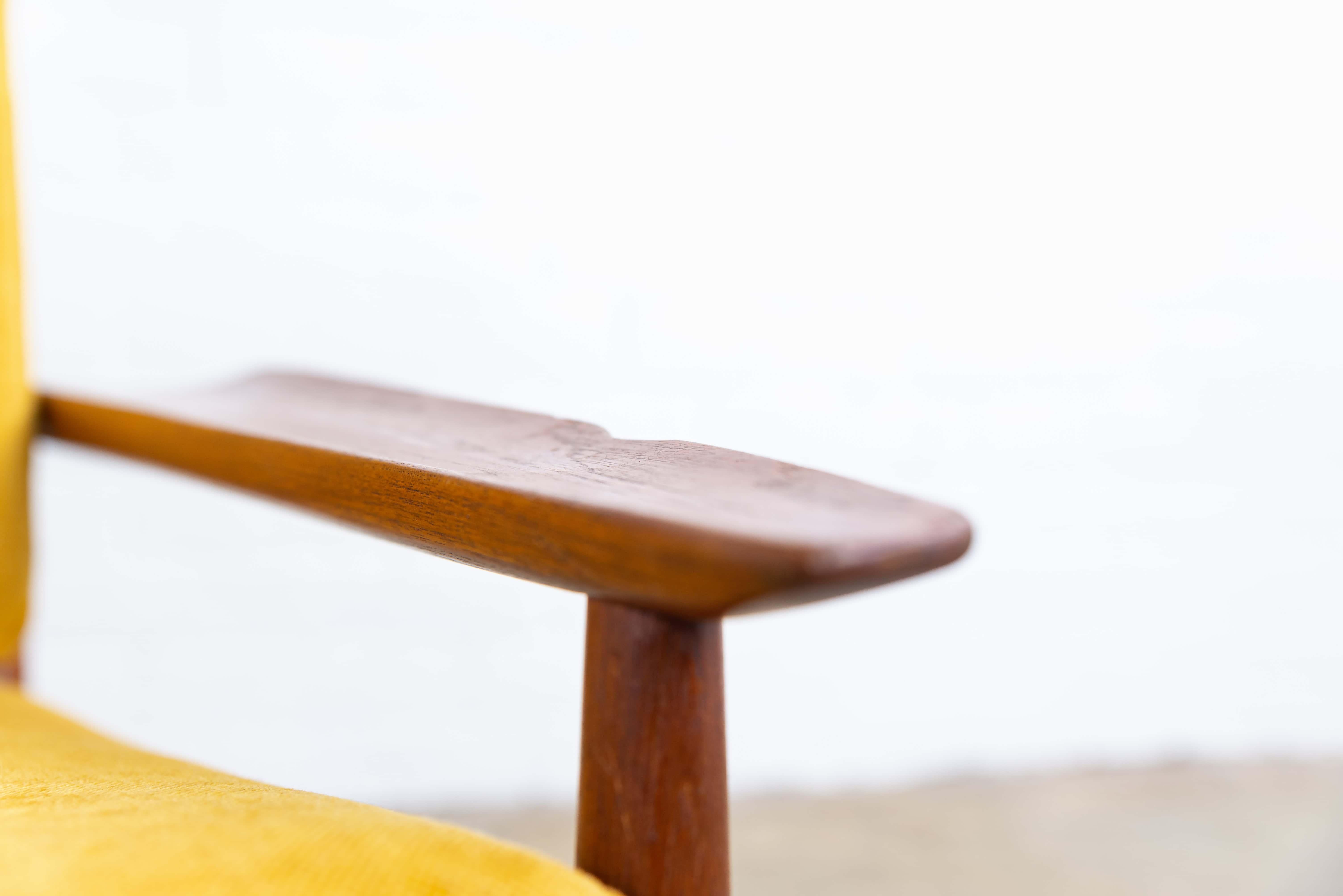 Fabric Midcentury Danish Easy Chair by Arne Vodder for Glostrup in Teak and Yellow For Sale