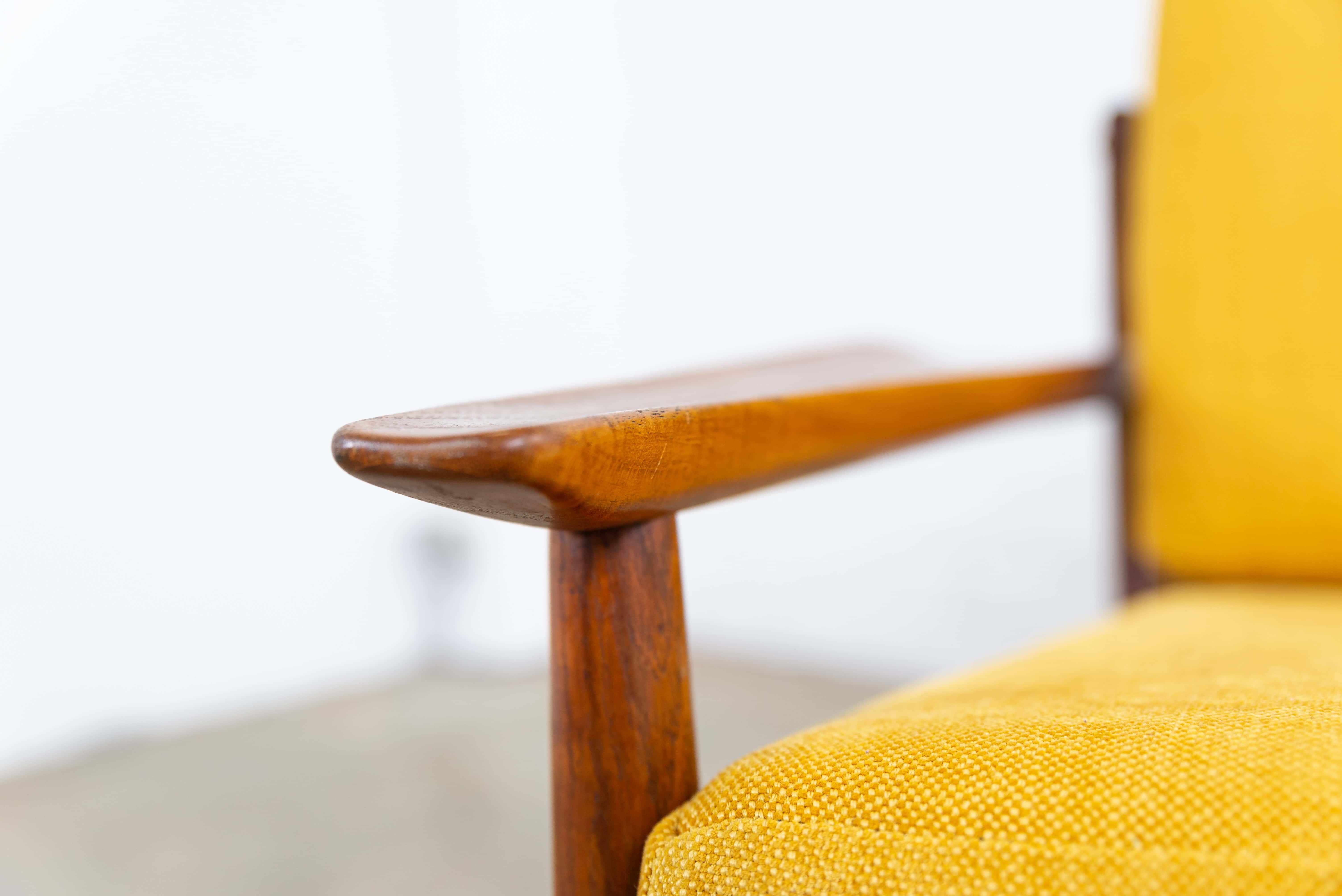 Midcentury Danish Easy Chair by Arne Vodder for Glostrup in Teak and Yellow For Sale 1