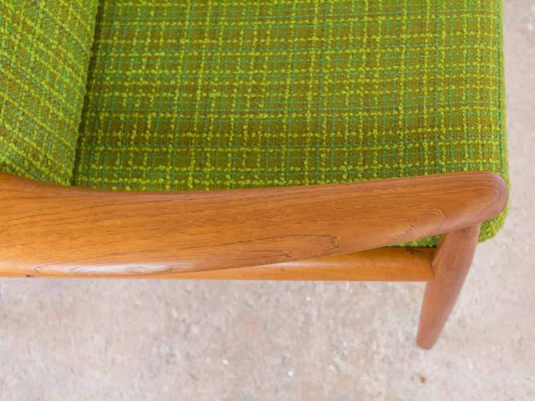 Fabric Mid-Century Danish Easy Chair in Teak by Grete Jalk for France & Søn