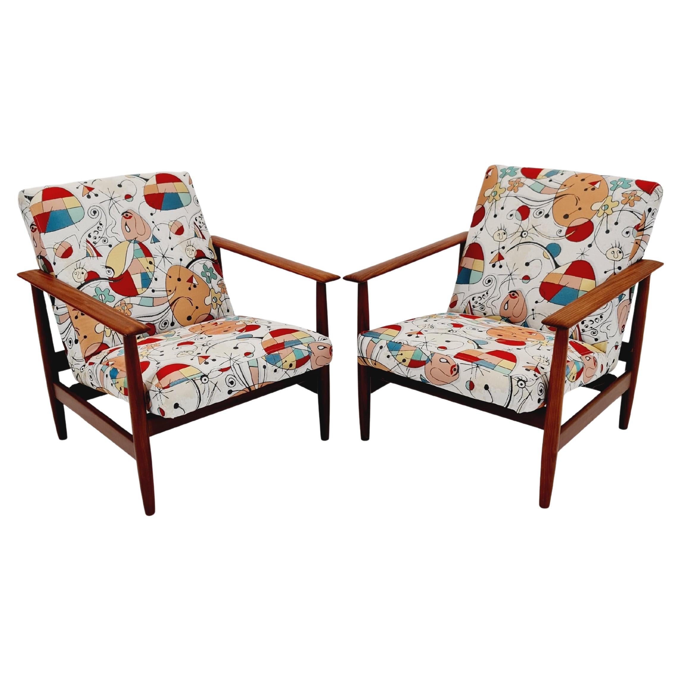 Mid century Danish  easy lounge chairs Teak  1960s, Set of 2