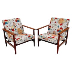 Mid century Danish  easy lounge chairs Teak  1960s, Set of 2
