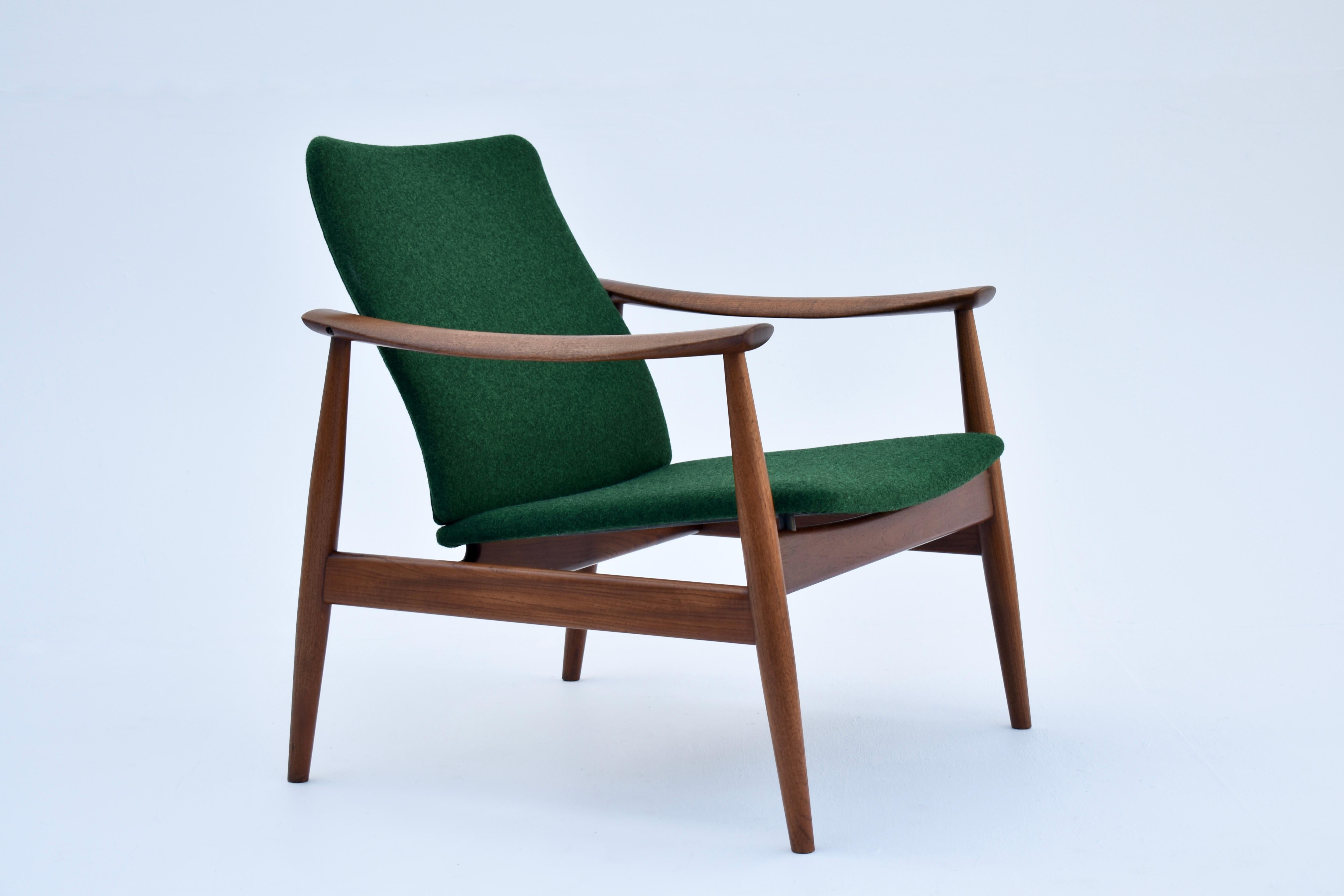 Mid Century Danish Finn Juhl Model 138 Teak Lounge Chair For France & Son For Sale 8