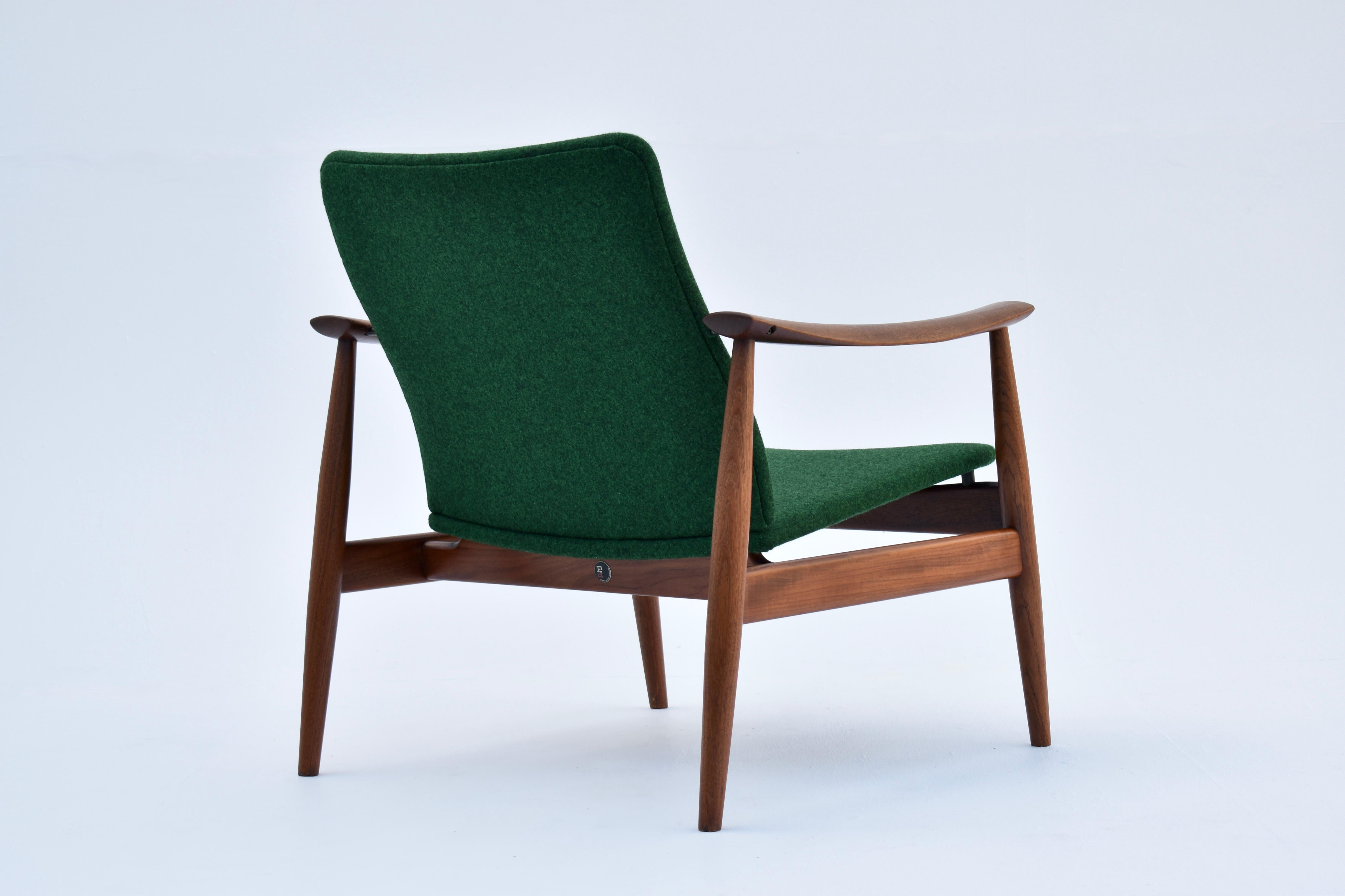 Mid Century Danish Finn Juhl Model 138 Teak Lounge Chair For France & Son For Sale 9