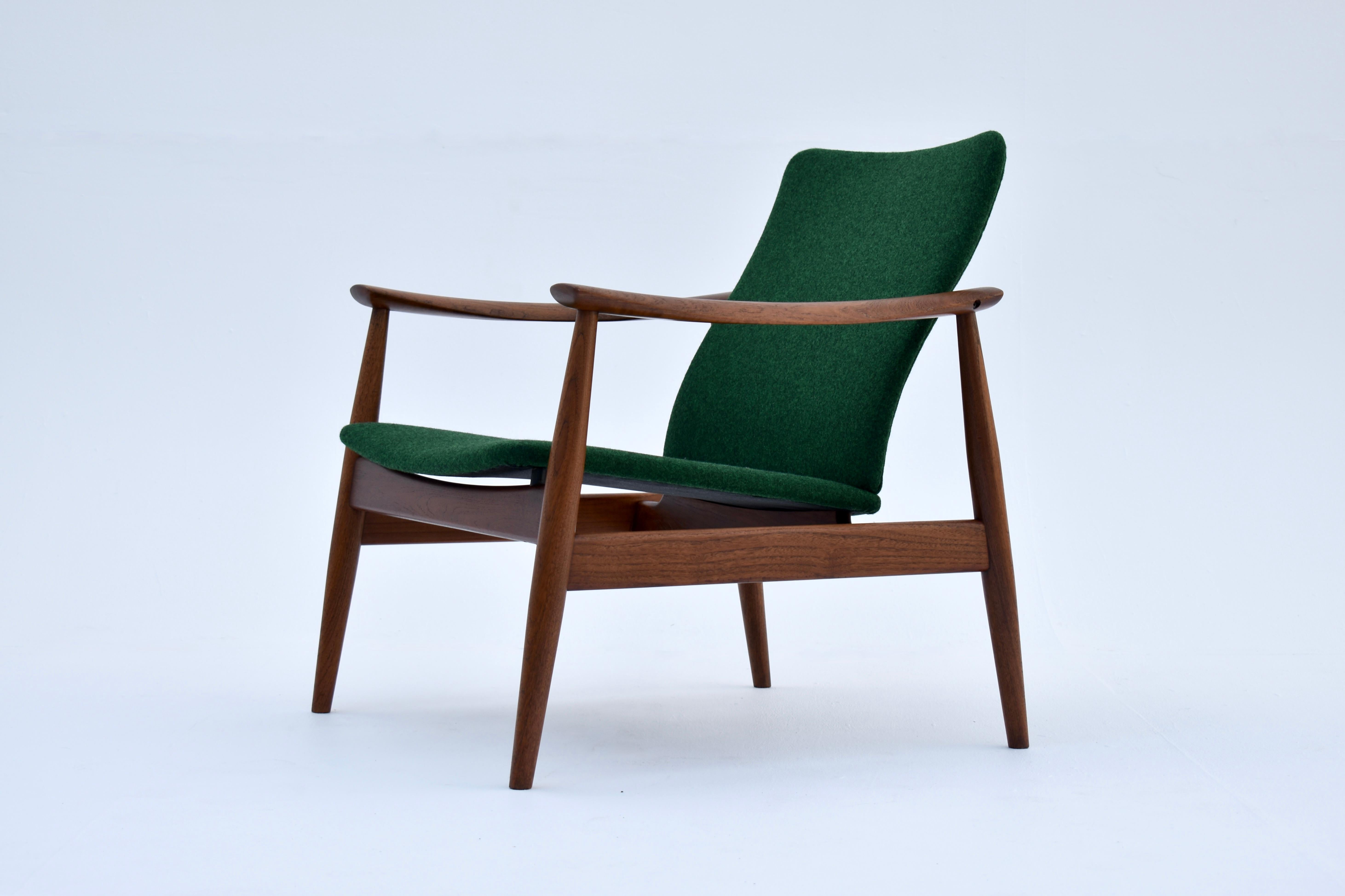 An outstanding Model 138 solid Teak lounge chair designed in the late 50’s by Finn Juhl.

This is one of our own personal favourite chairs and we often think this design has a stronger Japanese aesthetic than the Model 137 Japan Chair.

This design