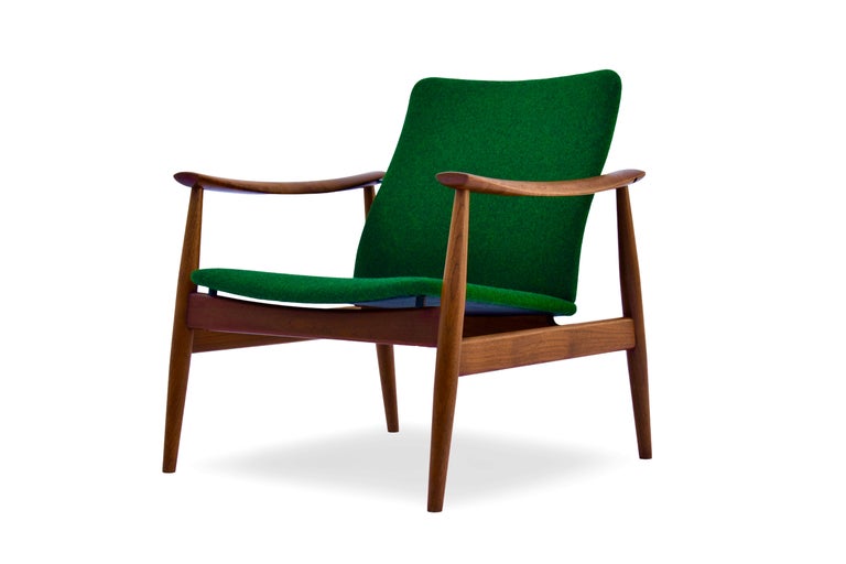 Mid Century Danish Finn Juhl Model 138 Teak Lounge Chair For