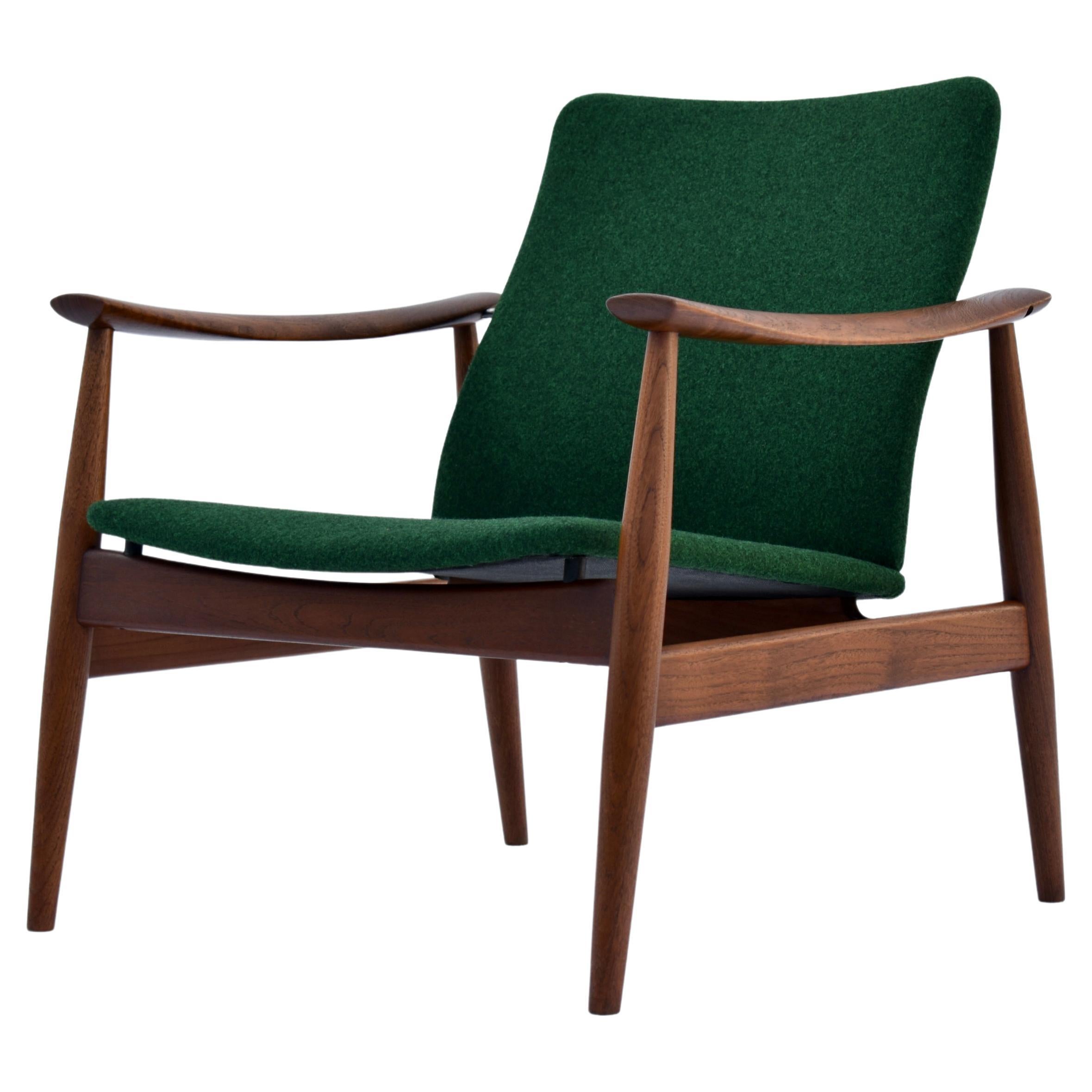 Mid Century Danish Finn Juhl Model 138 Teak Lounge Chair For France & Son For Sale