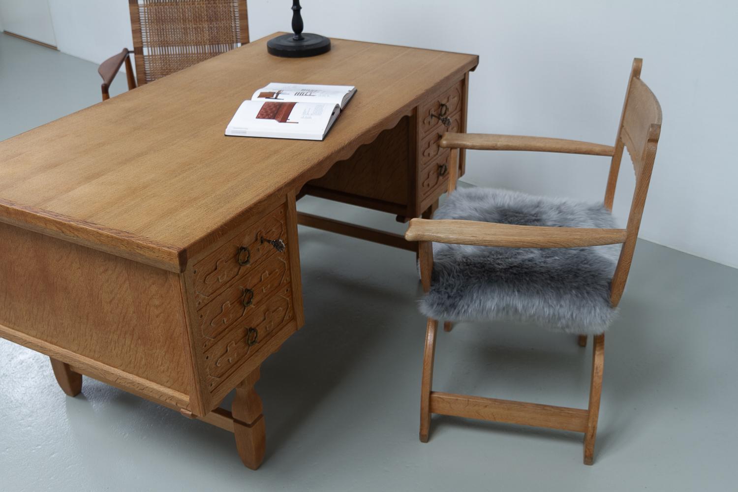 Mid-Century Danish Freestanding Oak Desk attributed to Henning Kjærnulf, 1960s. 10