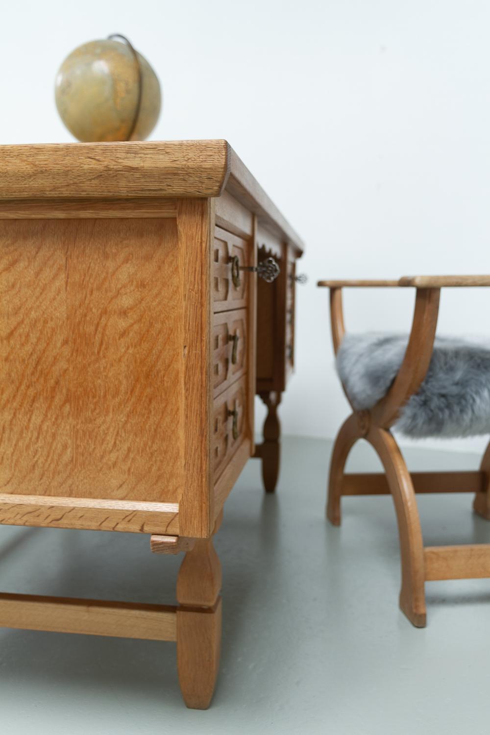 Mid-Century Danish Freestanding Oak Desk attributed to Henning Kjærnulf, 1960s. 12