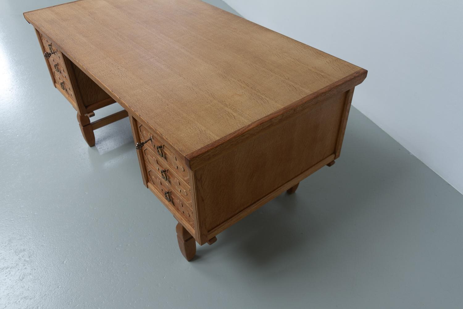 Mid-20th Century Mid-Century Danish Freestanding Oak Desk attributed to Henning Kjærnulf, 1960s.