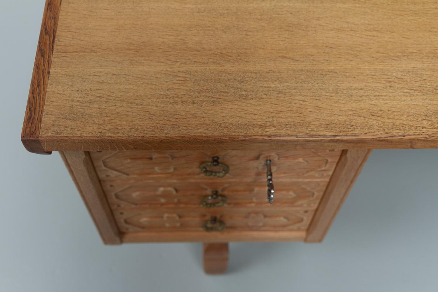 Mid-Century Danish Freestanding Oak Desk attributed to Henning Kjærnulf, 1960s. 1