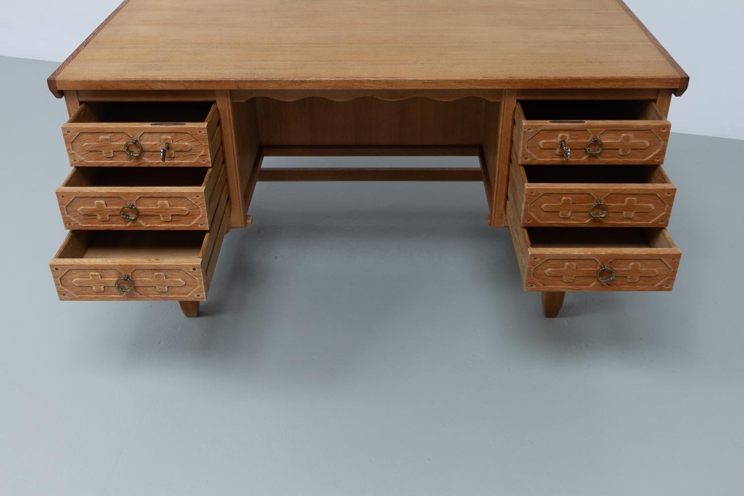Mid-Century Danish Freestanding Oak Desk attributed to Henning Kjærnulf, 1960s. 3