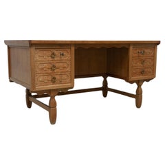 Mid-Century Danish Freestanding Oak Desk attributed to Henning Kjærnulf, 1960s.