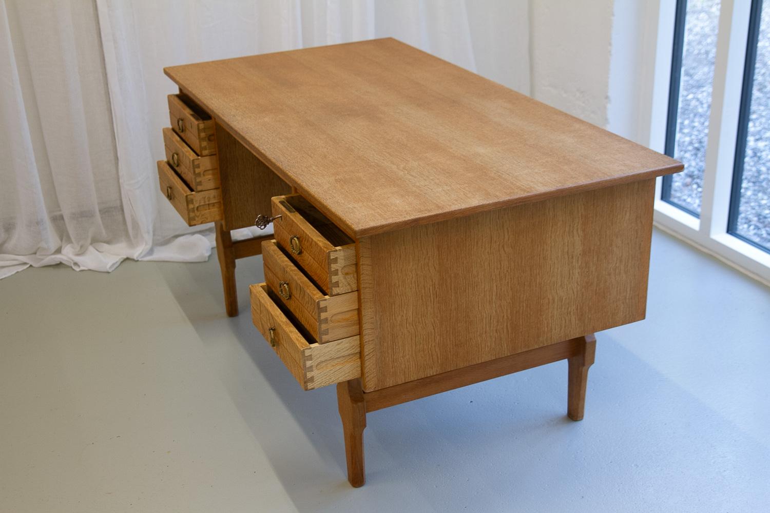 Mid-Century Danish Freestanding Oak Desk attributed to Henning Kjærnulf, 1960s. 7
