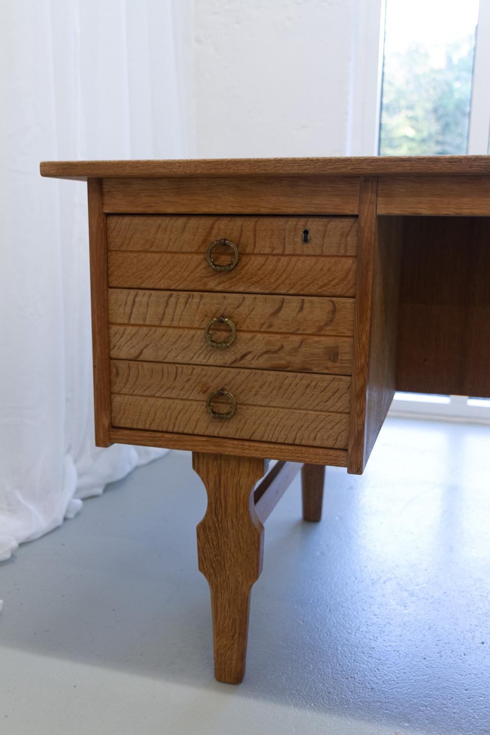 Mid-Century Danish Freestanding Oak Desk attributed to Henning Kjærnulf, 1960s. 9