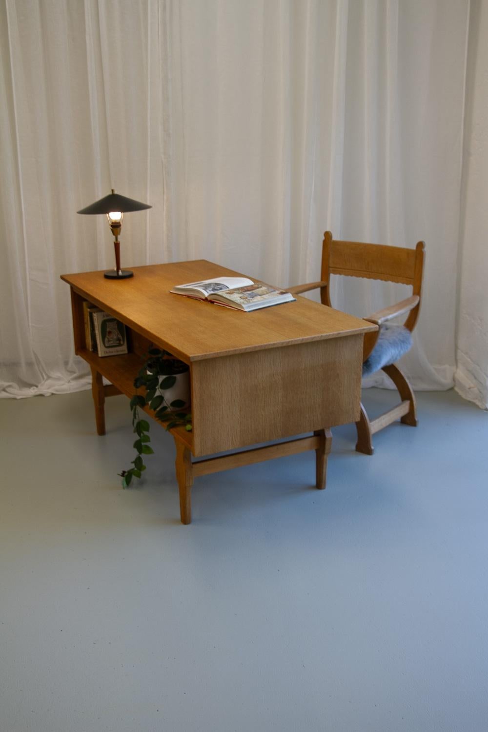 Mid-Century Danish Freestanding Oak Desk attributed to Henning Kjærnulf, 1960s. 10
