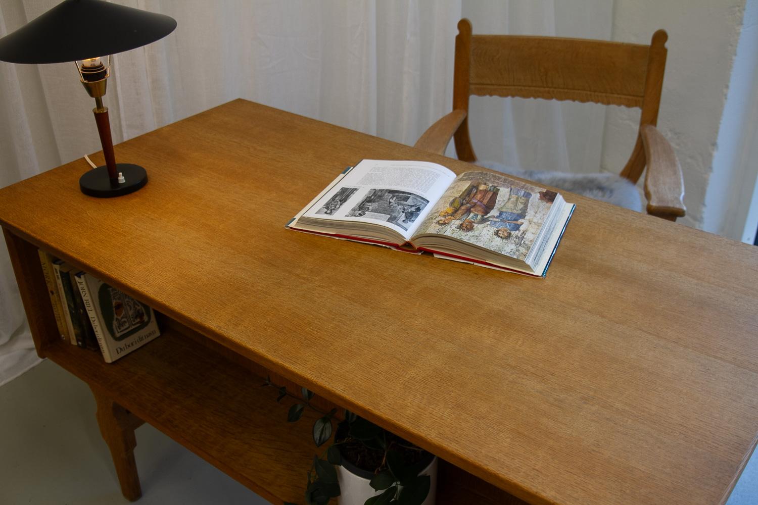 Mid-Century Danish Freestanding Oak Desk attributed to Henning Kjærnulf, 1960s. 14
