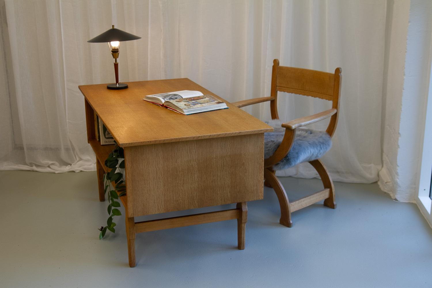 Mid-Century Danish Freestanding Oak Desk attributed to Henning Kjærnulf, 1960s. 15