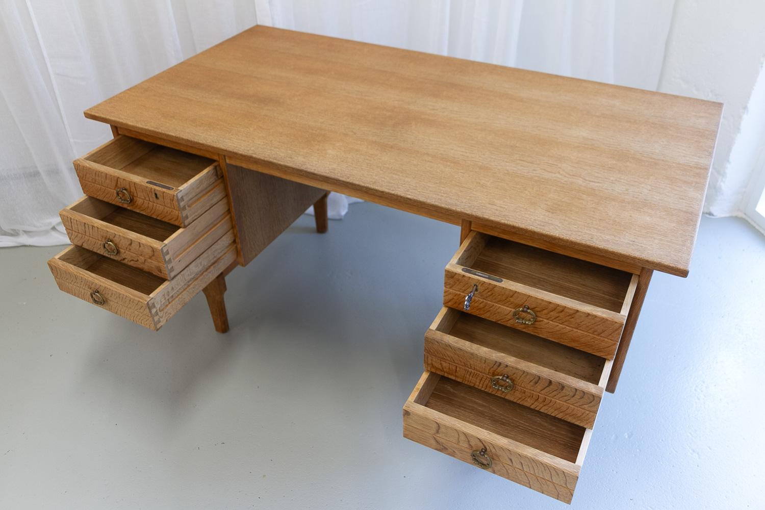Mid-20th Century Mid-Century Danish Freestanding Oak Desk attributed to Henning Kjærnulf, 1960s.