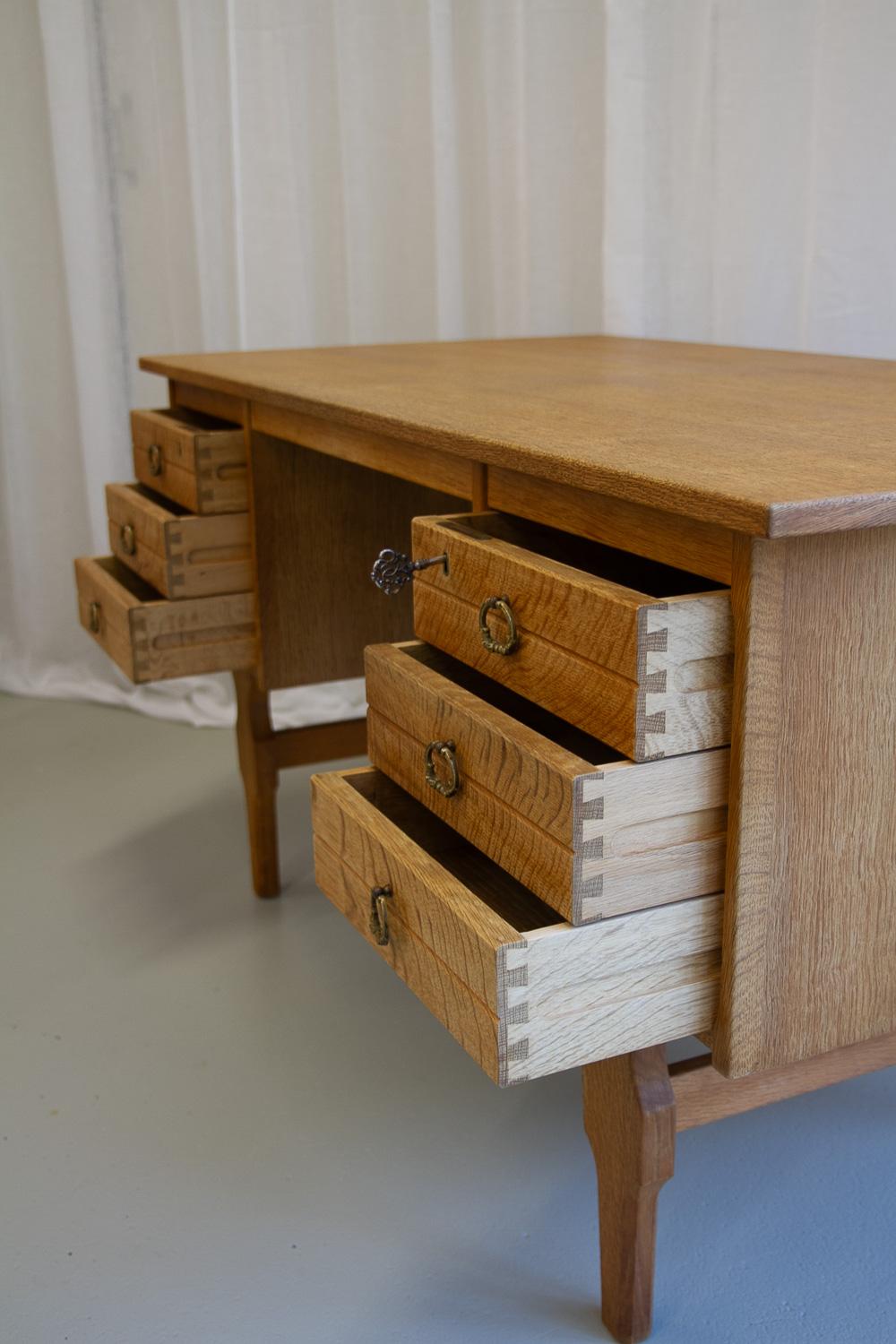 Mid-Century Danish Freestanding Oak Desk attributed to Henning Kjærnulf, 1960s. 1