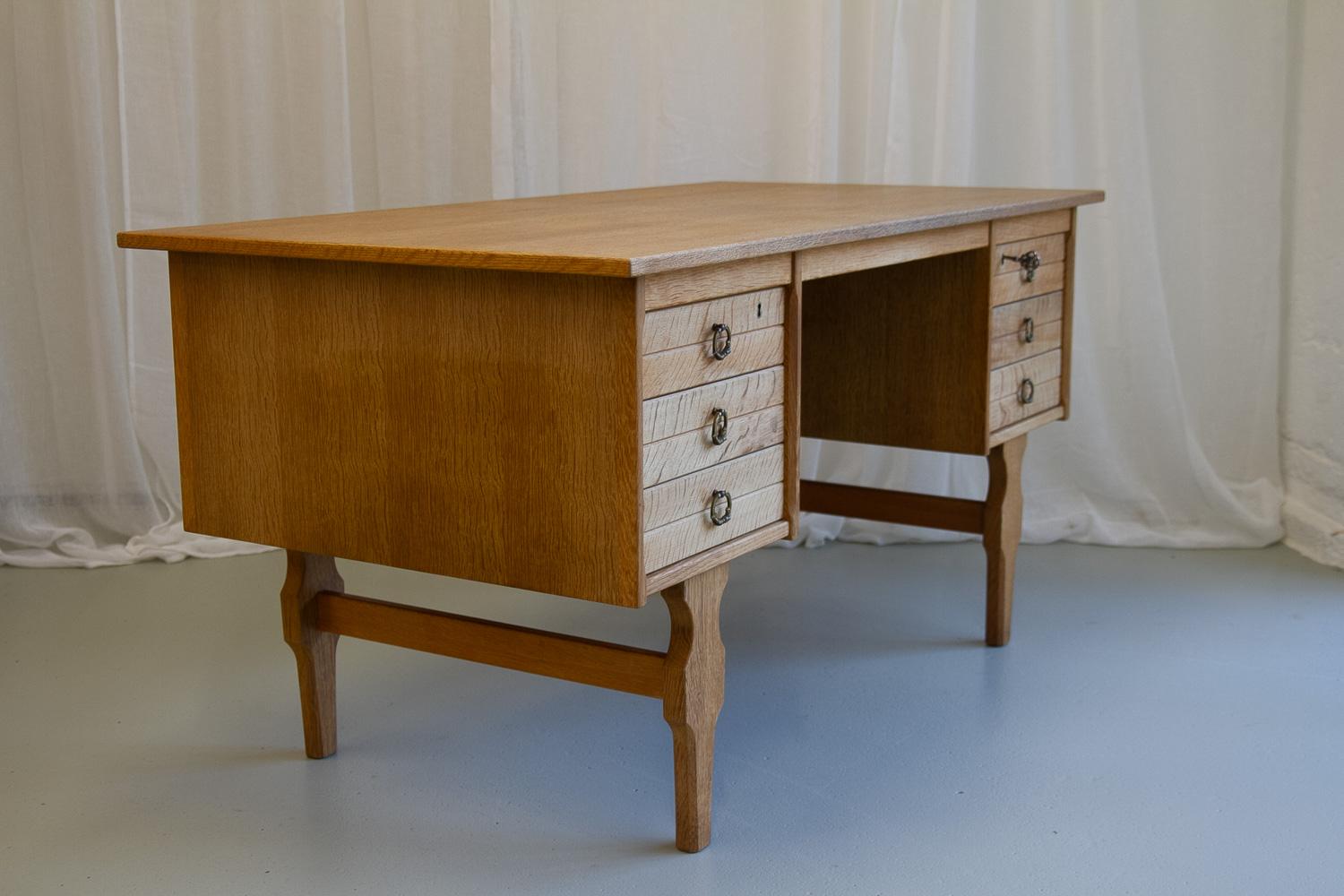 Mid-Century Danish Freestanding Oak Desk attributed to Henning Kjærnulf, 1960s. 2