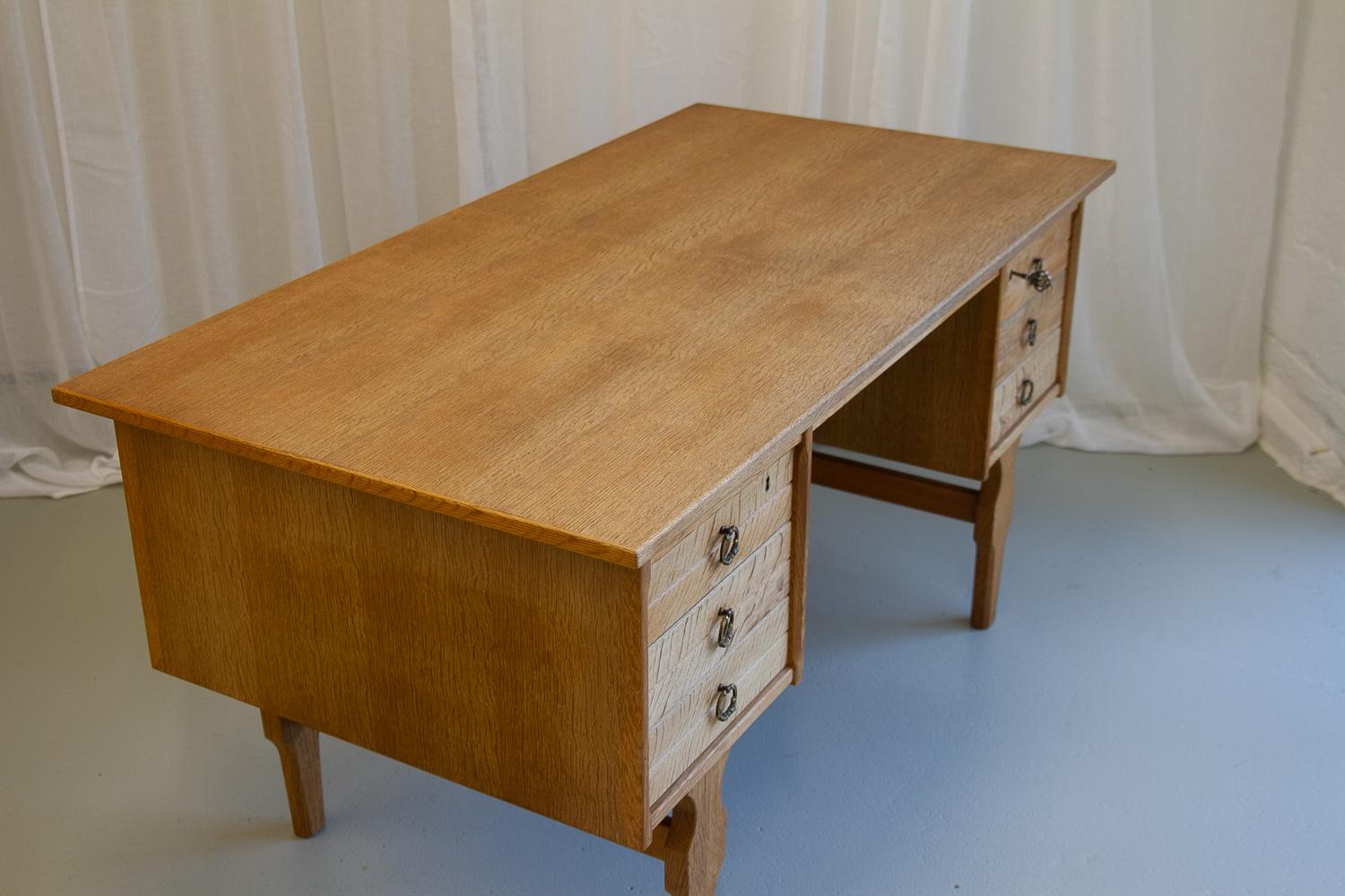 Mid-Century Danish Freestanding Oak Desk attributed to Henning Kjærnulf, 1960s. 3