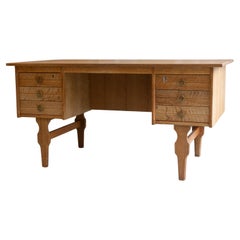 Mid-Century Danish Freestanding Oak Desk attributed to Henning Kjærnulf, 1960s.