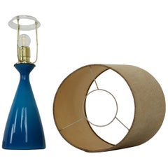 Midcentury Danish Glass Table Lamp by Kastrup Holmegaard