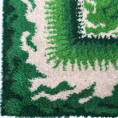Midcentury Danish Green Rya Rug from Viking