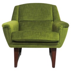 Mid Century Danish Green Velvet Lounge Chair
