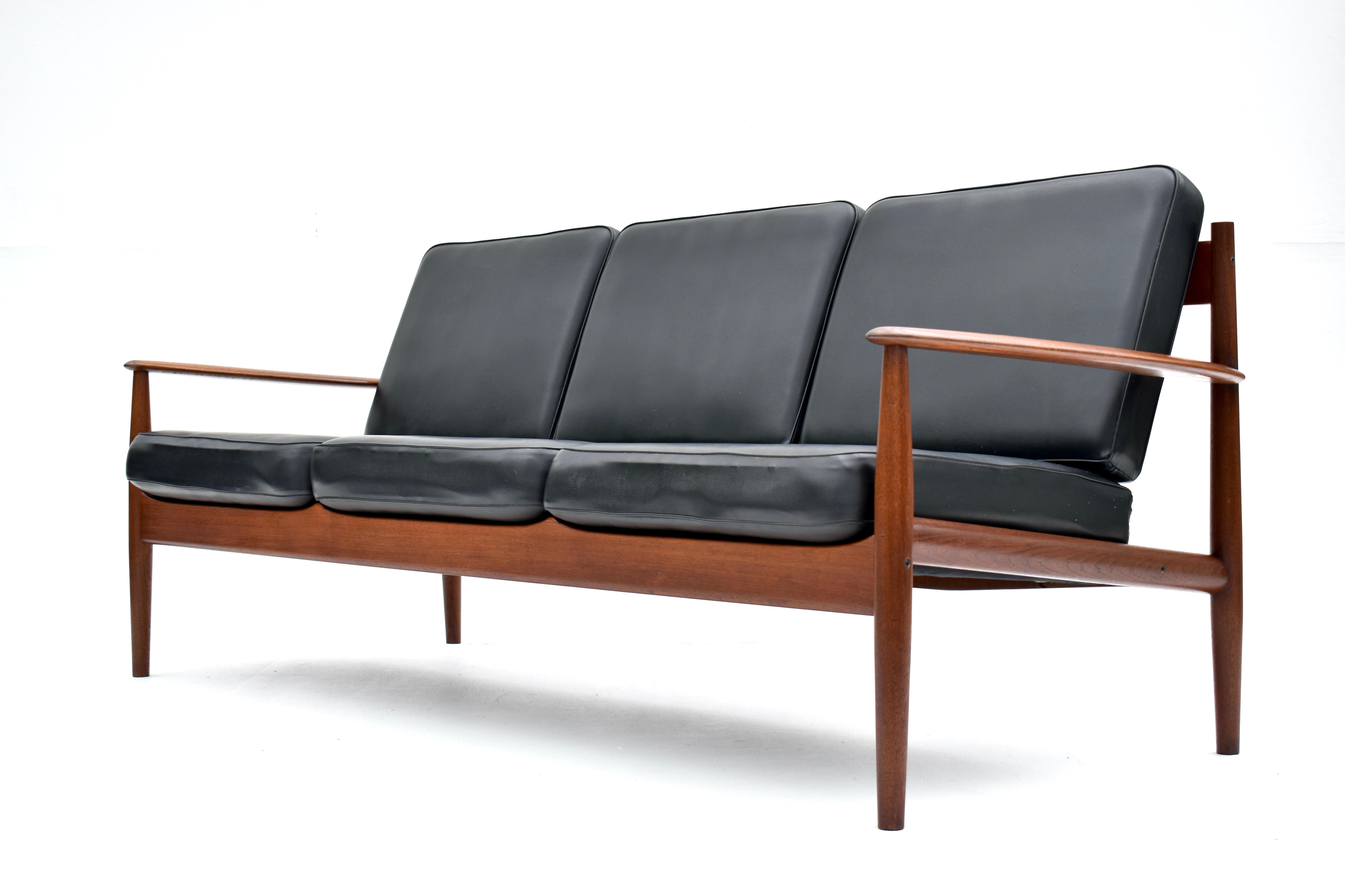 Scandinavian Modern Mid Century Danish Grete Jalk Model 128/3 Teak Sofa For France & Son