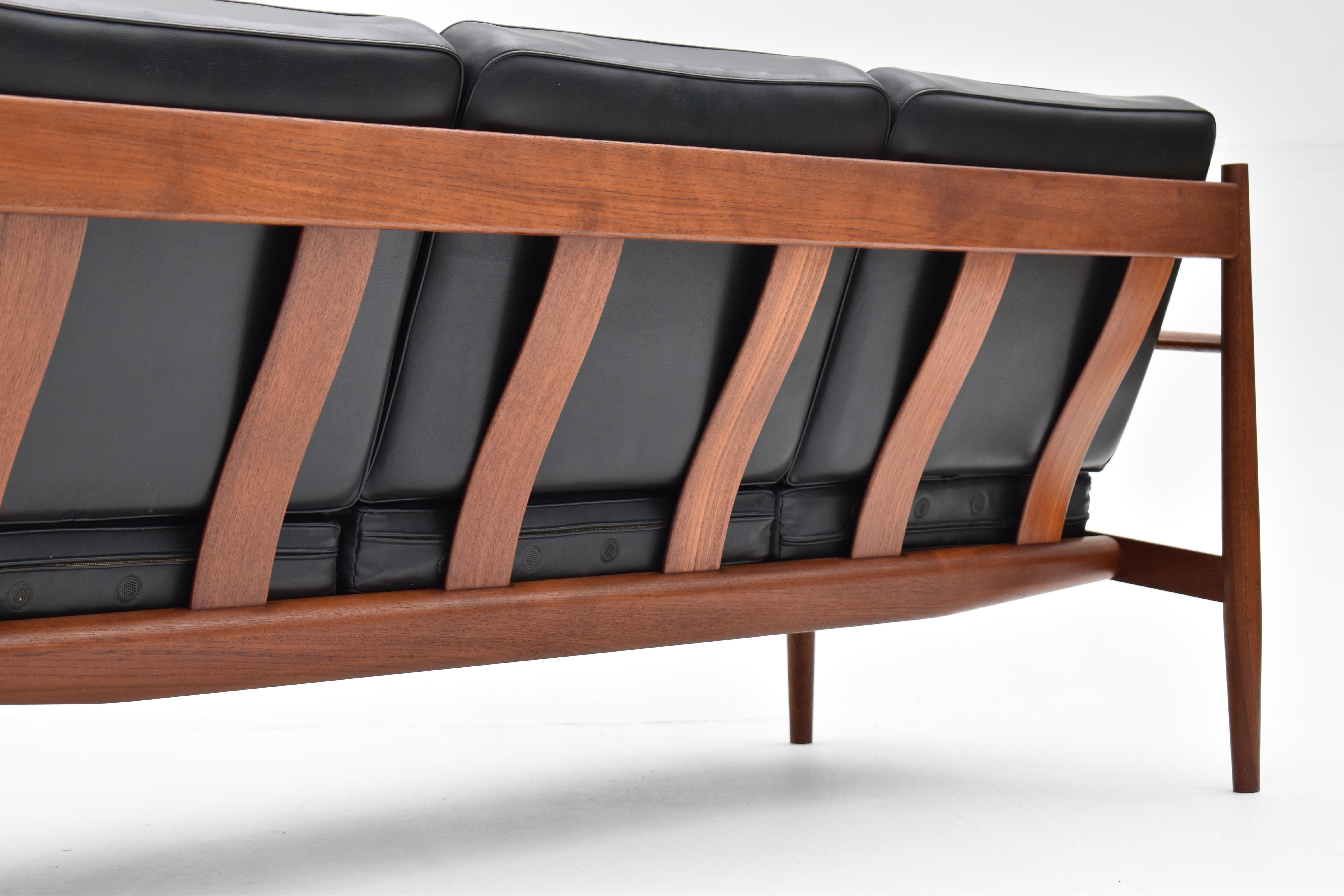 Mid Century Danish Grete Jalk Model 128/3 Teak Sofa For France & Son 2