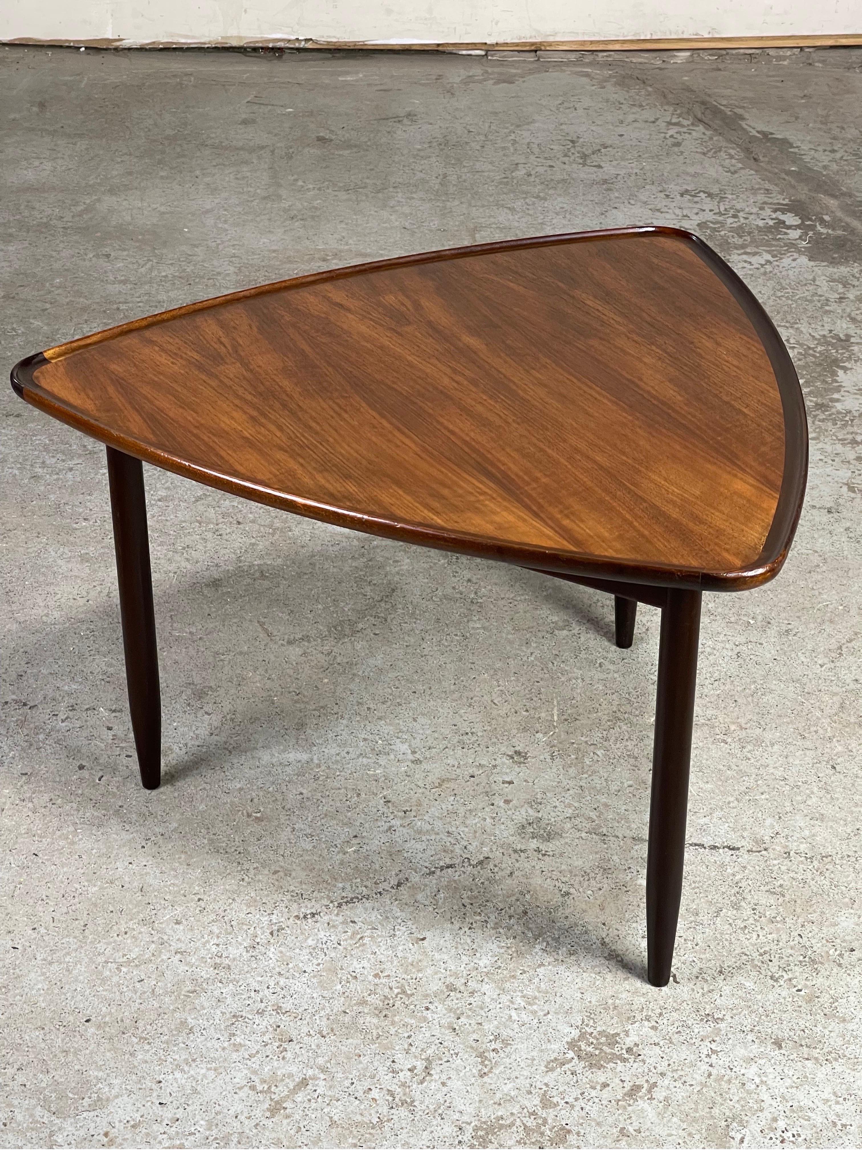 Walnut Mid Century Danish Guitar Pick Occasional Table by Poul Jensen for Silkeborg