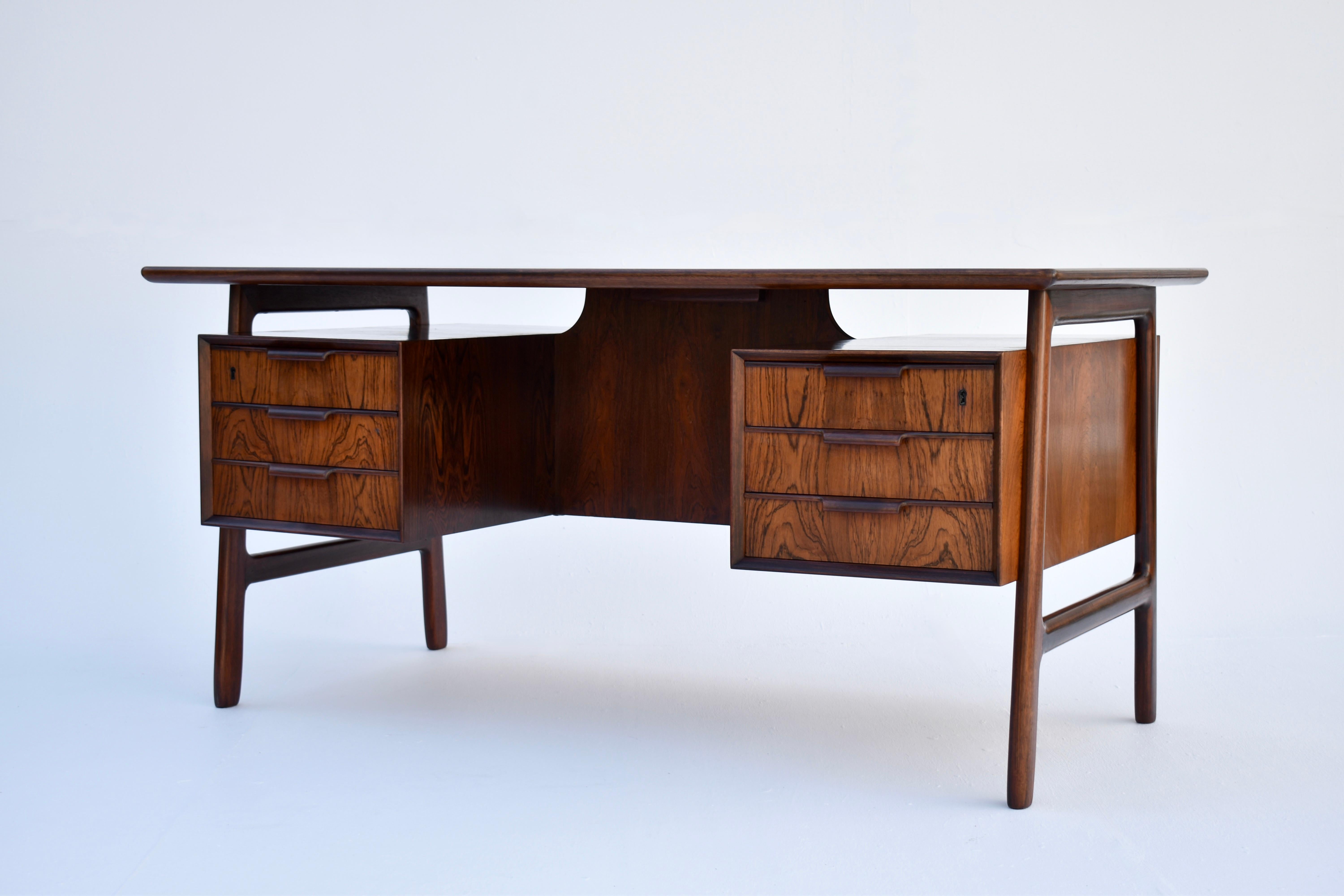 Mid-20th Century Mid Century Danish Gunni Omann Model 75 Rosewood Desk For Omann Jun Mobelfabrik