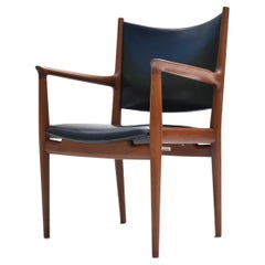 Mid Century Danish Hans Wegner JH513 Teak & Leather Armchair For Johannes Hansen