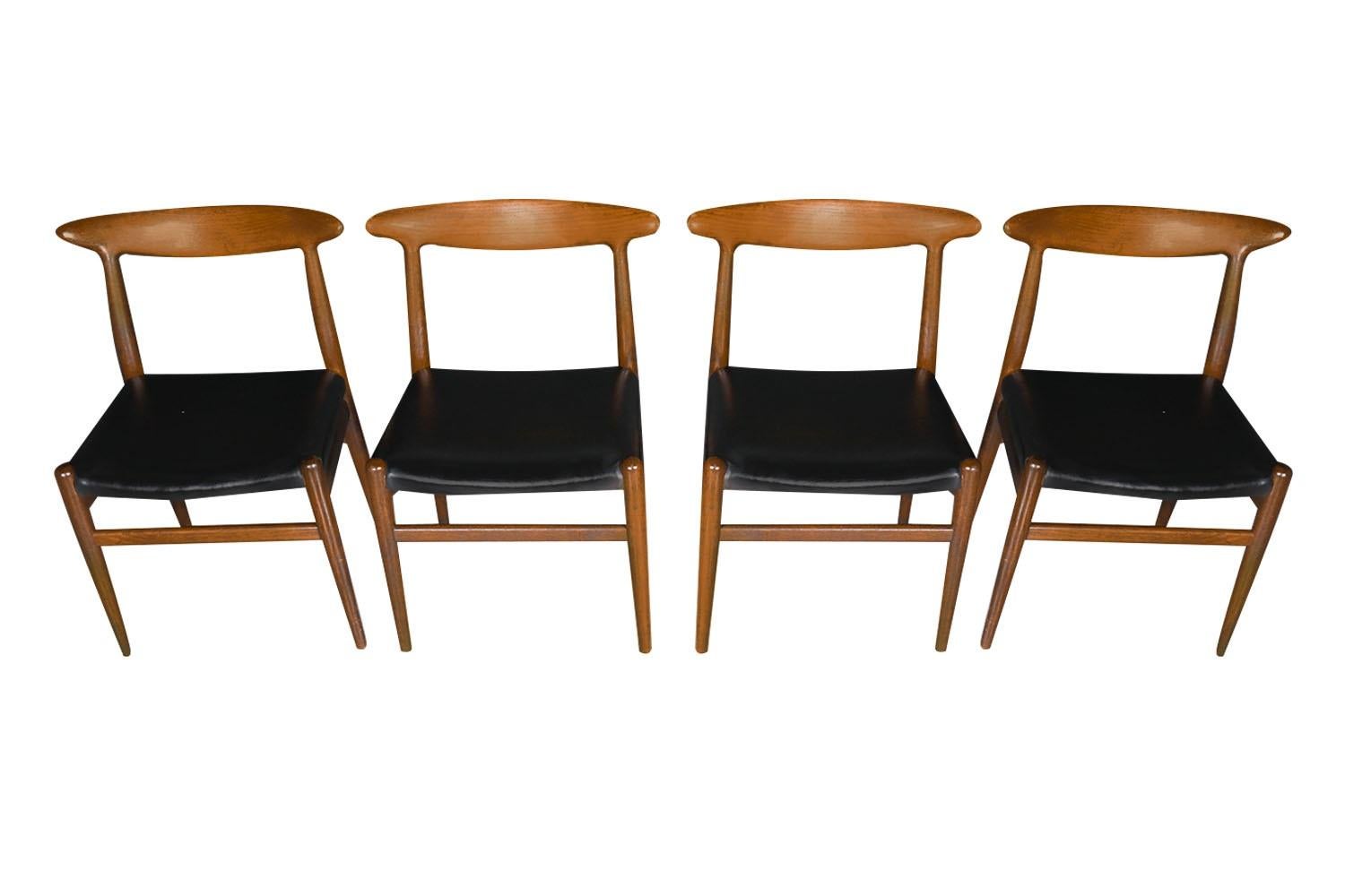 Mid-Century Modern Mid Century Danish Hans Wegner W2 Teak Chairs Four For Sale