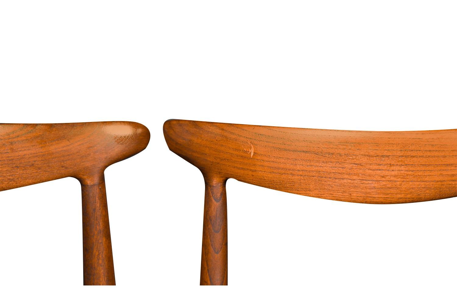 Mid Century Danish Hans Wegner W2 Teak Chairs Four For Sale 1