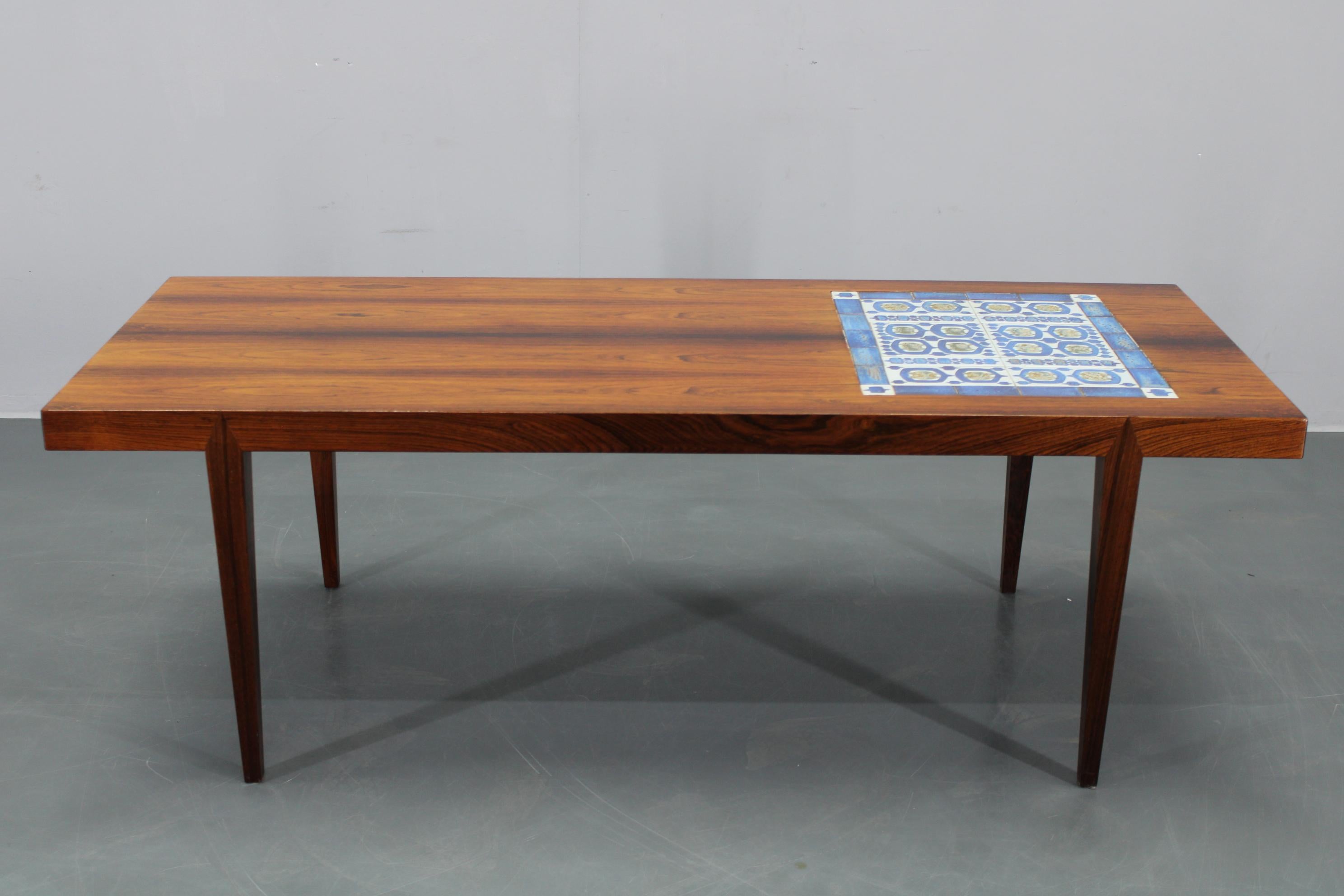 Mid-century Danish Haslev Mobelsnedkeri Coffee Table, Ceramic Tile Inlay, 1960s For Sale 5