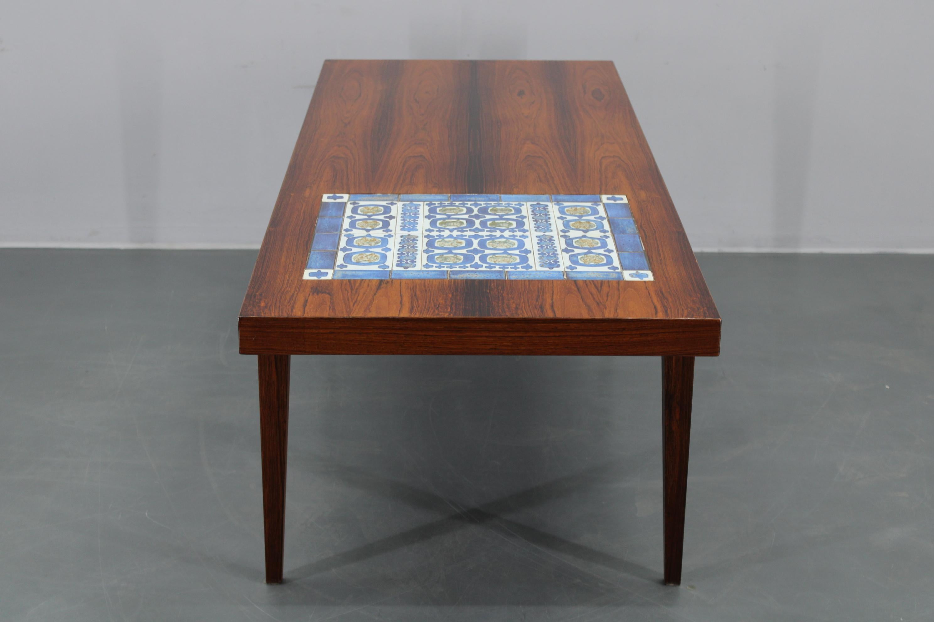 Mid-century Danish Haslev Mobelsnedkeri Coffee Table, Ceramic Tile Inlay, 1960s For Sale 7